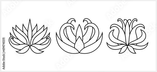 Lotus flower doodle icon isolated. Sketch vector stock illustration. EPS 10