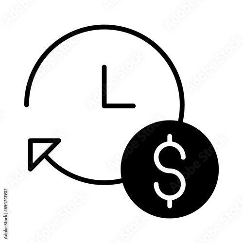 Clockwise dollar solid glyph icon illustration