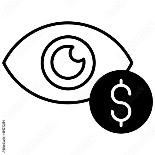 Monitor wealth solid glyph icon illustration