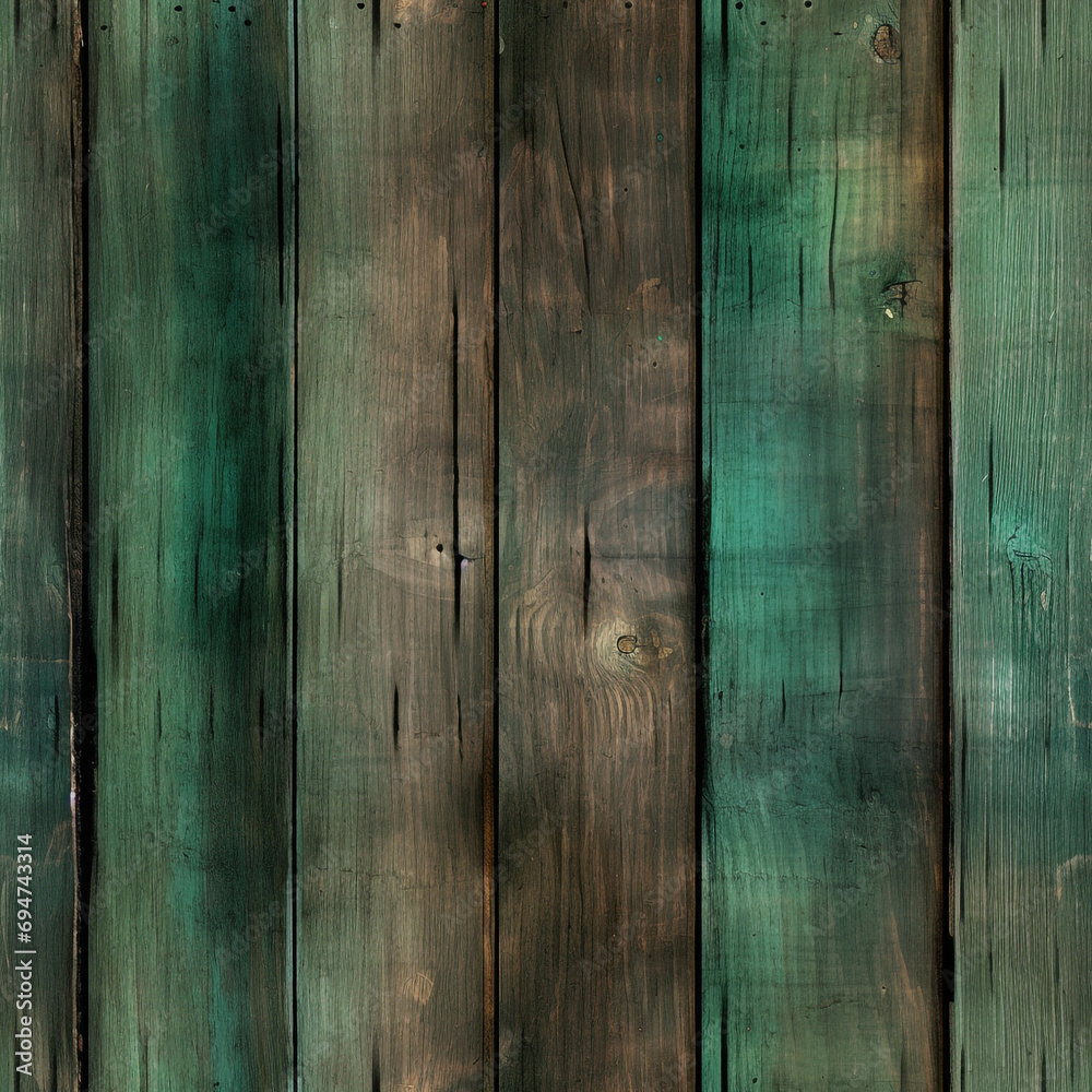 Fototapeta premium Заголовок: Seamless Wood Plank Texture rustic wood where the dominant color is Green created with Generative Ai