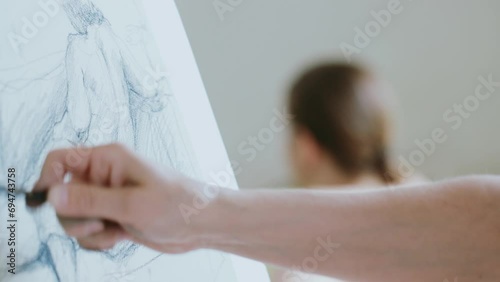 An artist at work in his studio