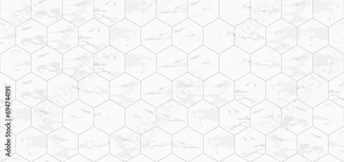 Seamless Pattern Of White Hexagon Marble Tiles