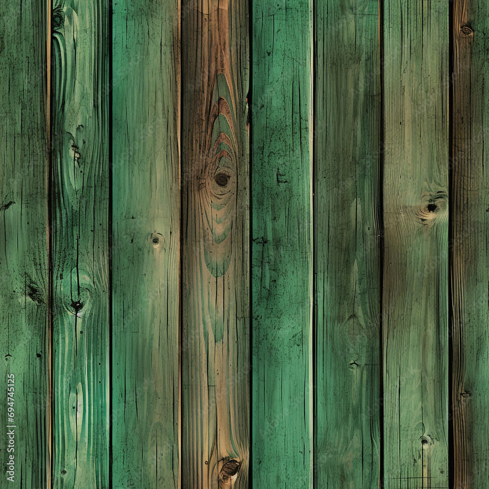 Заголовок: Seamless Wood Plank Texture rustic wood where the dominant color is Green created with Generative Ai