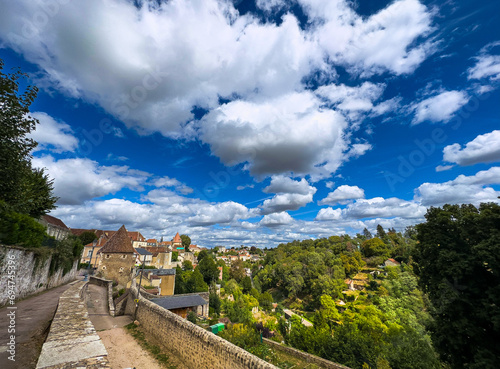 Street view of old village Avallon in France