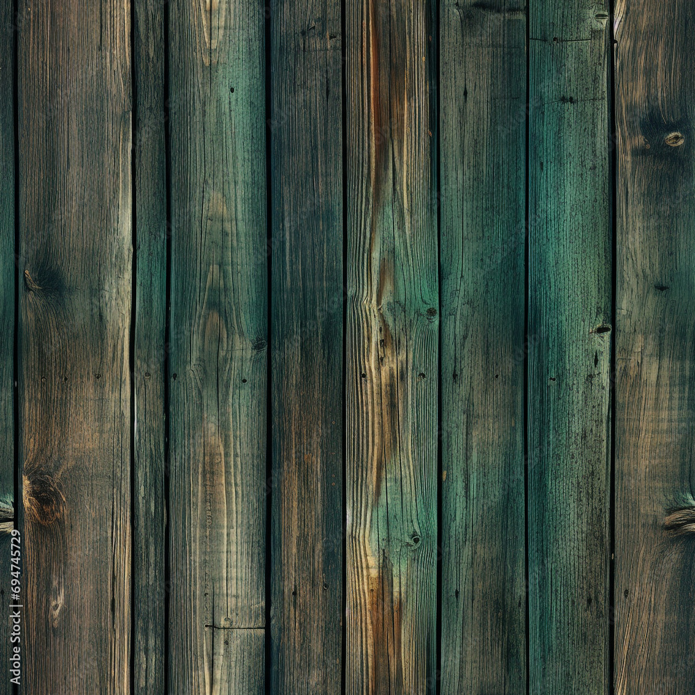 Seamless Wood Plank Texture rustic wood where the dominant color is Green created with Generative Ai