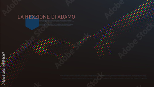 The Creation of Adam In Hexagon Halftone Pattern