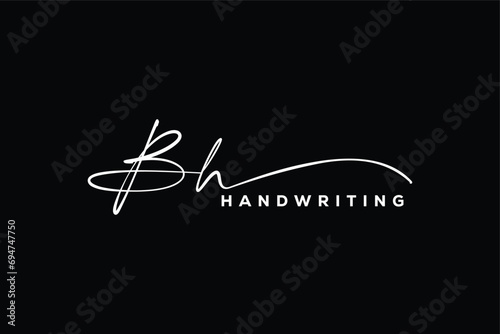 BH initials Handwriting signature logo. BH Hand drawn Calligraphy lettering Vector. BH letter real estate, beauty, photography letter logo design. photo