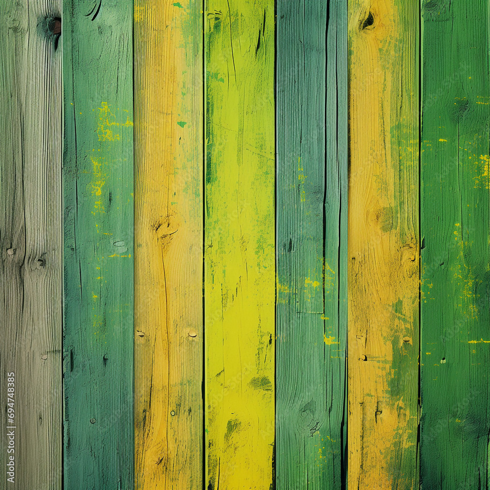 yellow green color Wood Planks background created with Generative Ai