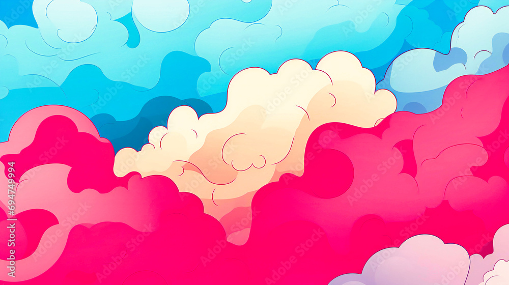 Dreamy Pastel Cloudscape in Pink and Blue Hues with Whimsical Soft Textured Sky