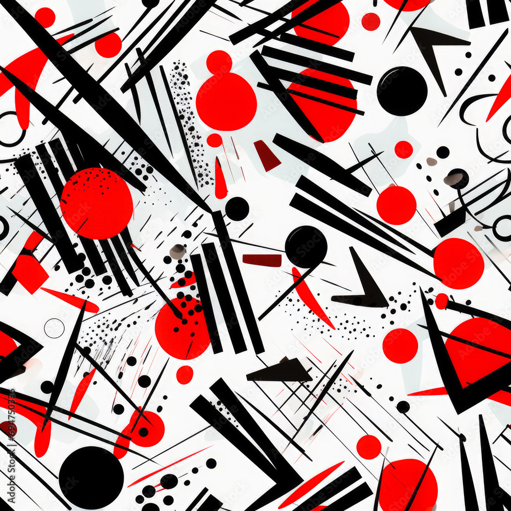 Abstract Geometric Shapes Of Red And Black On A White Background As A Seamless Fill Tile Created Using Artificial Intelligence Abstract Geometric Shapes Of Red And Black On A White Background As A Seamless Fill Tile Created Using Artificial Intelligence