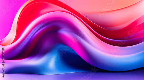 Captivating Waves of Silk: A Fluid Dance of Pink and Blue Hues in Harmonious Transition