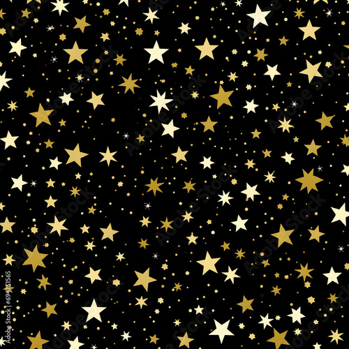 Seamless pattern with gold stars on black background. Vector illustration.AI.