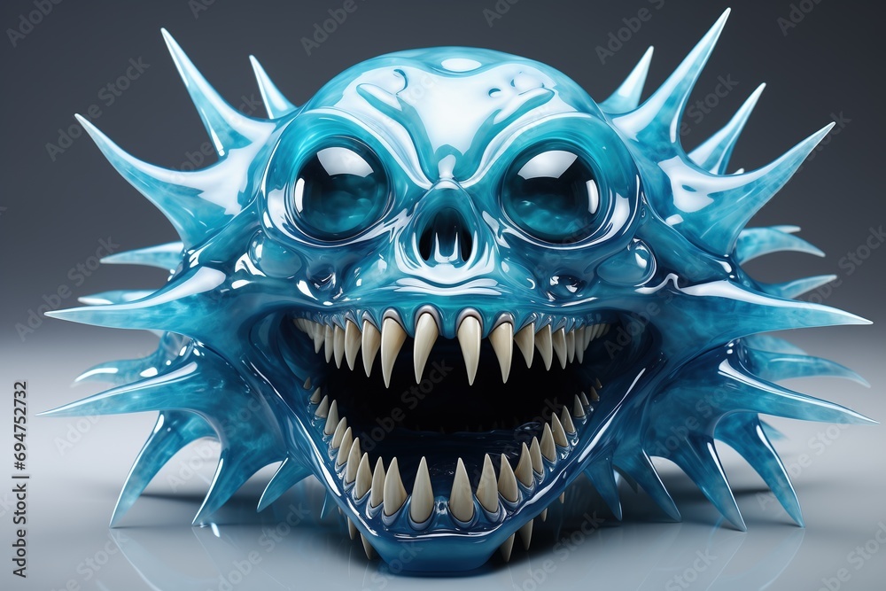 Turquoise alien predator with a sharp teeth Turquoise alien predator with a sharp teeth