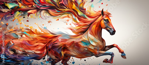 Graphic Illustration Of A Running Horse. Illustration On The Theme Of Exhibitions And Art, Sculptures And Graphic Illustrations. Generative AI