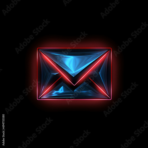 neon icon for sms email message on black background with red light, neonpunk style, website © Svetlana