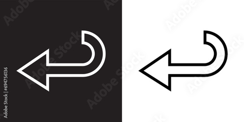 Directional arrow icon vector. Turn icon sign symbol in trendy flat style. Arrow left vector icon illustration isolated on black and white background