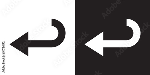 Directional arrow icon vector. Turn icon sign symbol in trendy flat style. Arrow left vector icon illustration isolated on white and black background photo