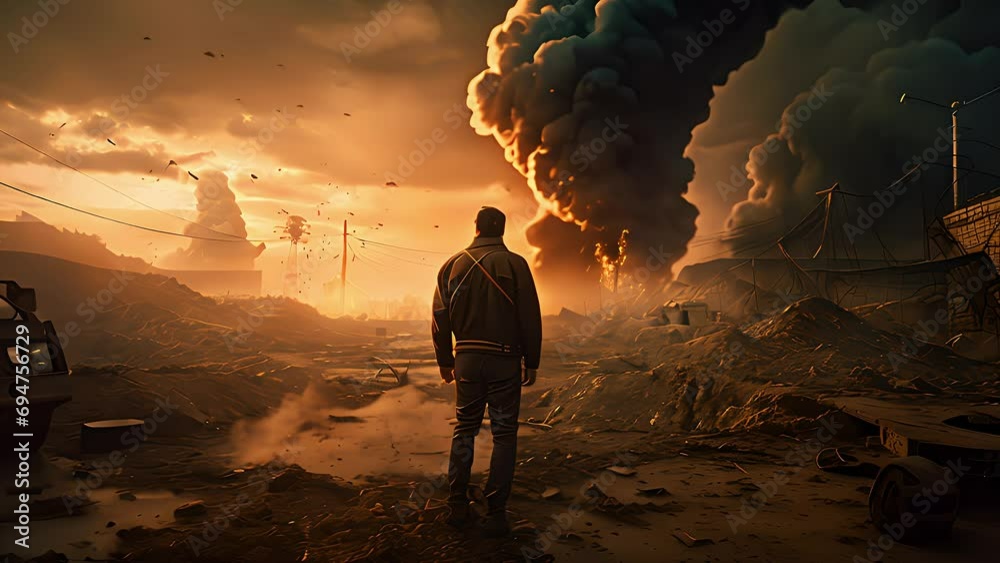 The End of the World Apocalyptic, epic scene. Created with Generative AI.	
