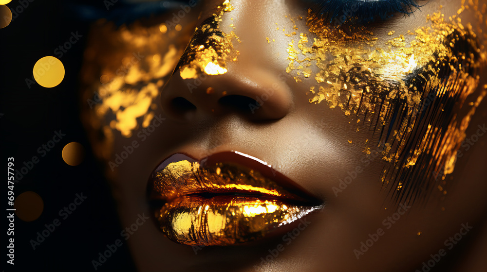 Beautiful girl with gold glitter on her face, disco party Christmas Xmas celebration concept, Valentine day, Birthday celebration, International women day
Beautiful girl with gold glitter on her face, disco party Christmas Xmas celebration concept, Valentine day, Birthday celebration, International women day