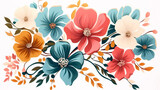 Illustration of flowers in pastel colors. Bright vibrant colors of floral background in minimal style.