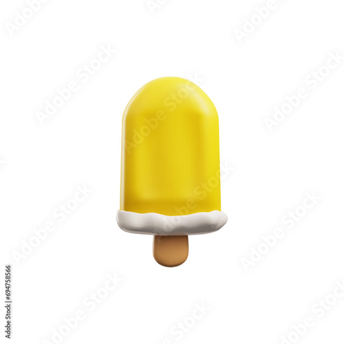 Fruit popsicle or ice cream on stick, realistic vector illustration isolated.