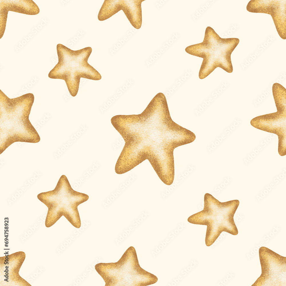 Kids seamless pattern with gold stars for child