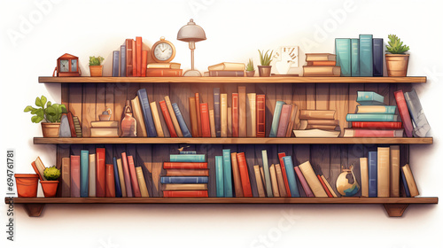 Bookshelf Illustration on White Background