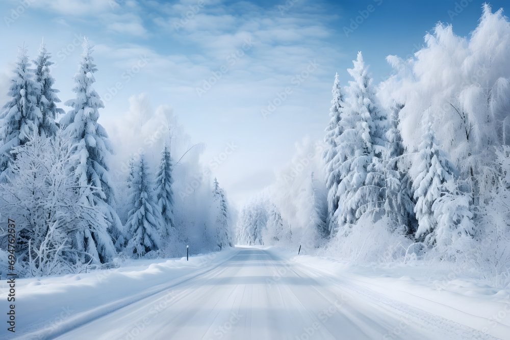 road in the snow. road in the snow.