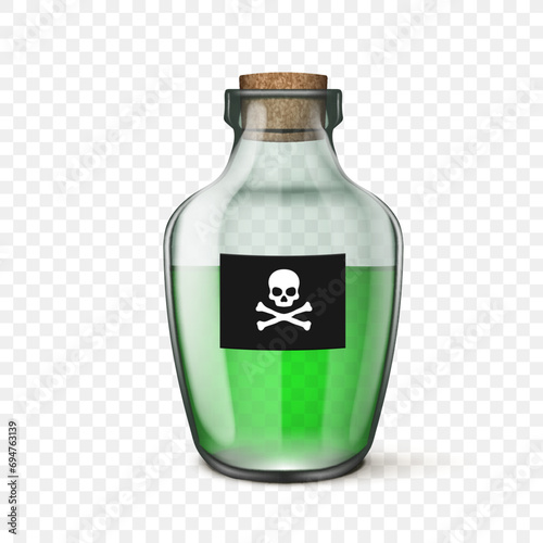 3d Classic Green Poison Transparent Glass Bottle