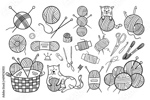 Set of icons for needlework and sewing.