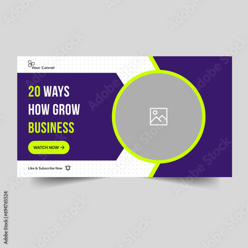 Vector illustration business grow tips and trics video thumbnail banner design, business idea concept banner design, vector eps 10 file format photo