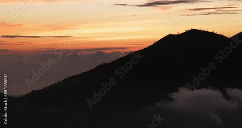 Sunrise over Mount Agung seenfrom Mount Batur, Bali, Indonesia photo