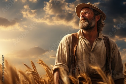 A farmer working on the field