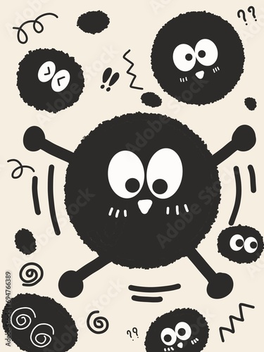 set of funny monsters