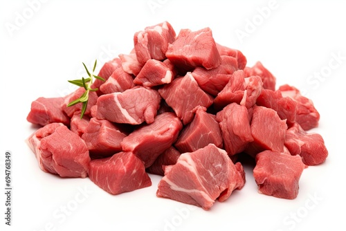Wallpaper Mural Diced goat meat isolated on white background Torontodigital.ca