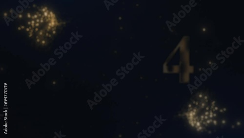  2024 Happy New year text effect Cinematic Title Trailer animation. 2024 animation Isolated on Black background. Happy New Year 2024 Celebration. fireworks in the sky