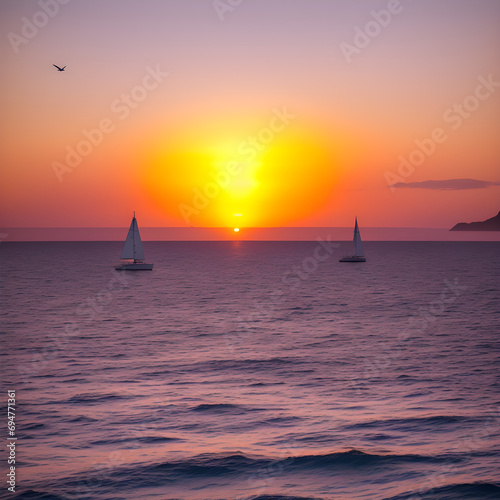 sailboat at sunset © Kyungho Hong