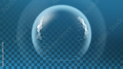 Bubble Shield Ball With Hexagon Pattern Plates. photo