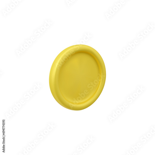 Gold 3D money coin symbol of cash, realistic vector illustration isolated.