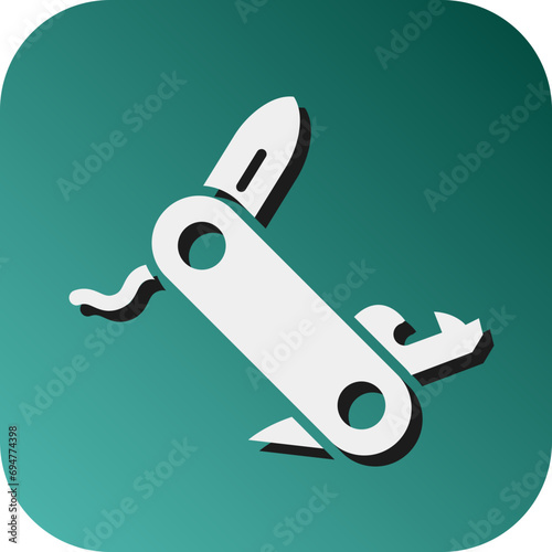 Swiss Knife Vector Glyph Gradient Background Icon Design