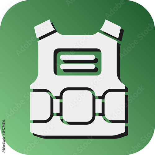 Bullet Proof Vest Vector Glyph Gradient Background Icon Design