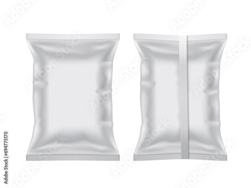 Plastic Foil Bag Packaging Mockup For Snack, Candy