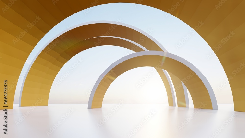 Obraz premium Abstract architecture background arched interior 3d render