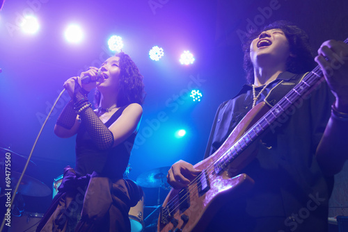 Young band performing on stage