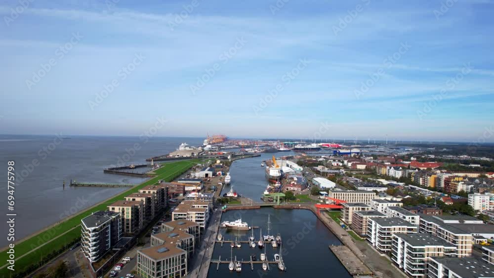 Bremerhaven - Aerial view with panoramic views of the southern harbor Bremerhaven - Aerial view with panoramic views of the southern harbor