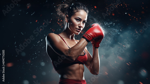 woman wearing boxing gloves © iwaart