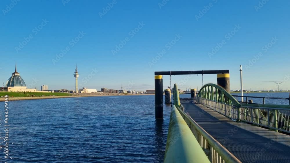 Bremerhaven - floating jetty in the river Weser Bremerhaven - floating jetty in the river Weser