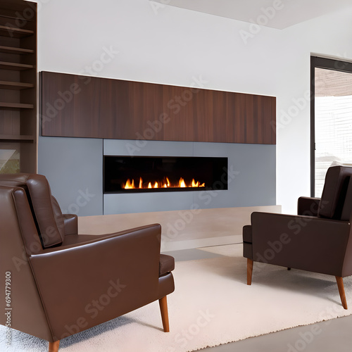 modern living room with fireplace