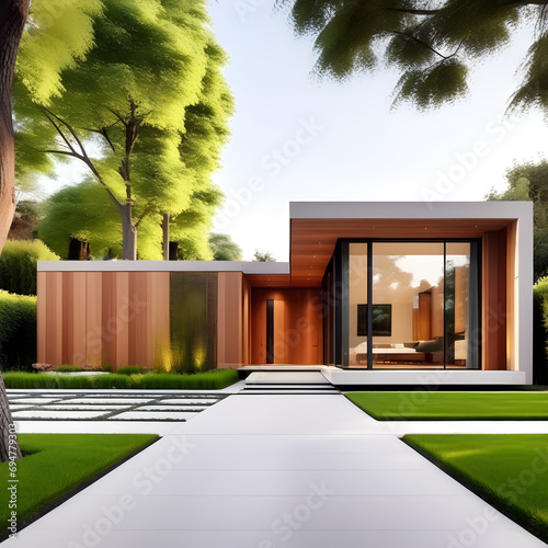 modern house in the garden