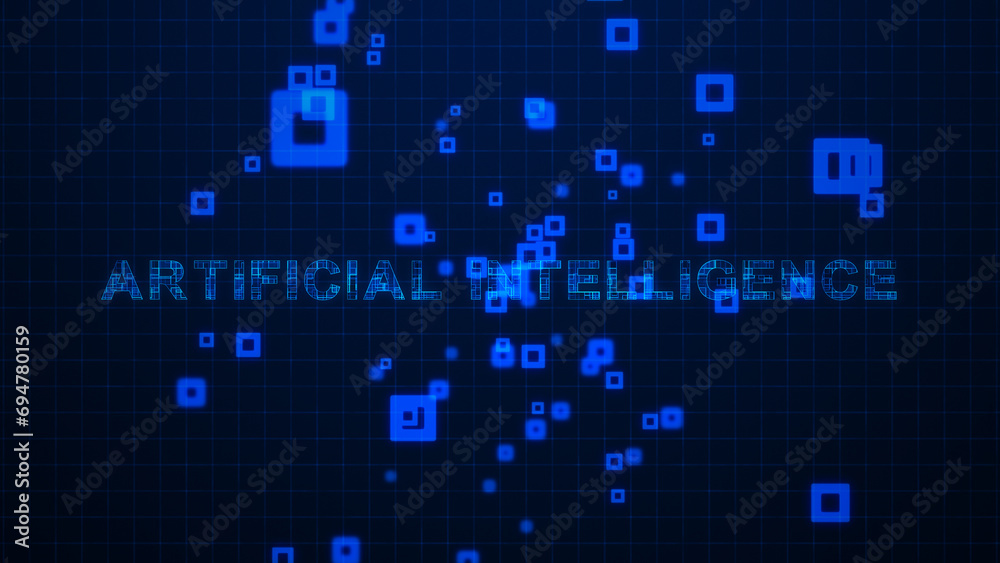 Artificial intelligence Texts Circuit Lines Animation on Grid Background Artificial intelligence Texts Circuit Lines Animation on Grid Background